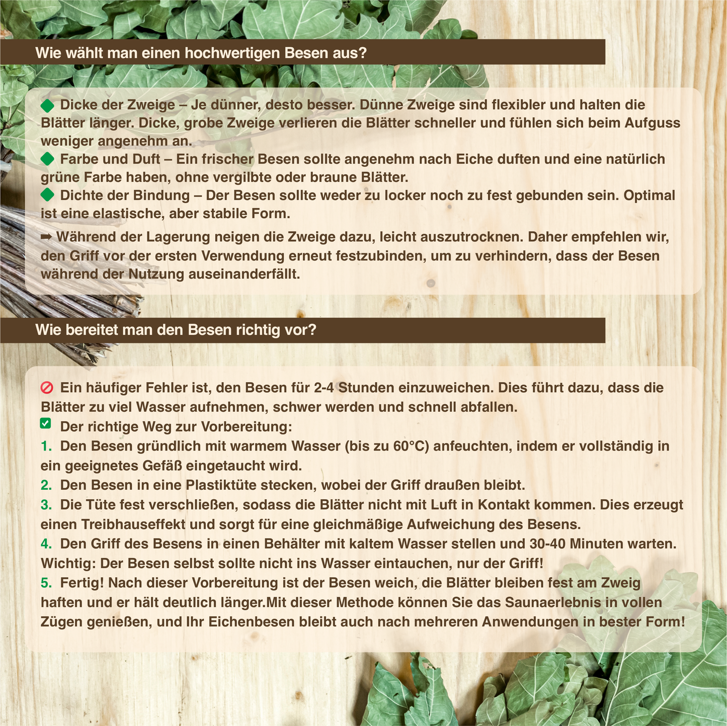 Кaukasischer Eichenbesen "Ausgewählt"| Eichenreisig|Eichenbünndel|Venik|Wenik|Веник