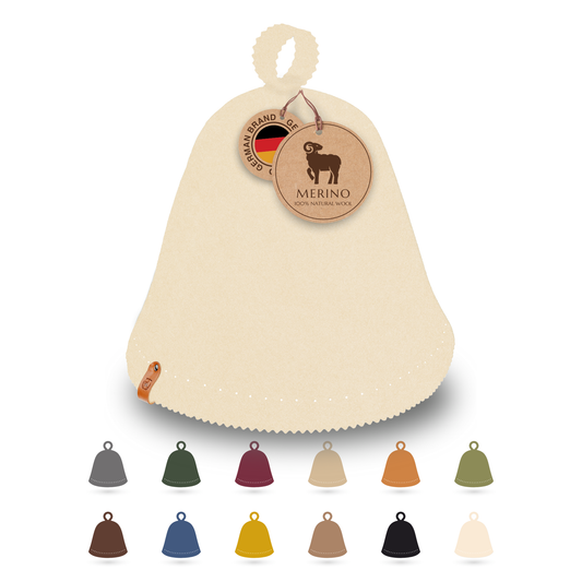 NeSowok® Saunamütze aus 100 % Merinowolle – Nahtlos– 2 Größen – Saunahut für Herren & Damen