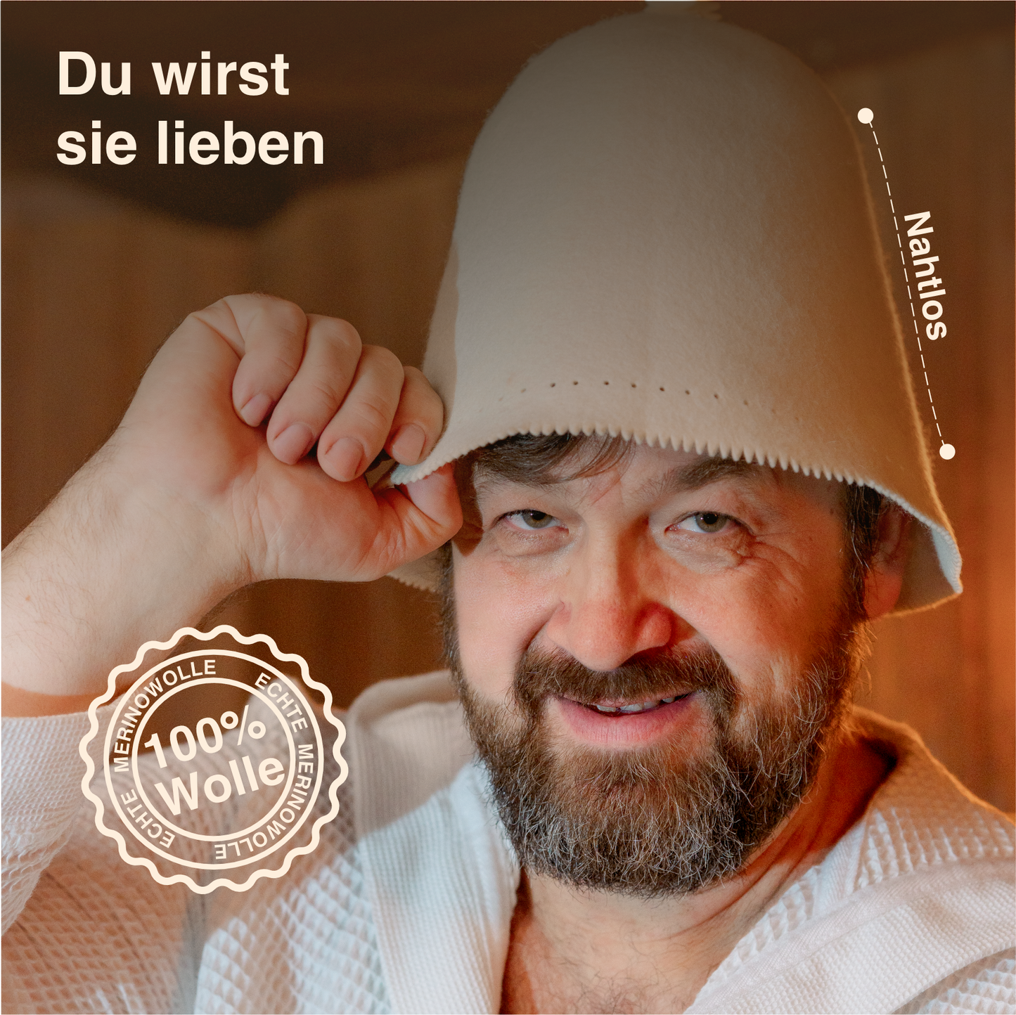 NeSowok® Saunamütze aus 100 % Merinowolle – Nahtlos– 2 Größen – Saunahut für Herren & Damen