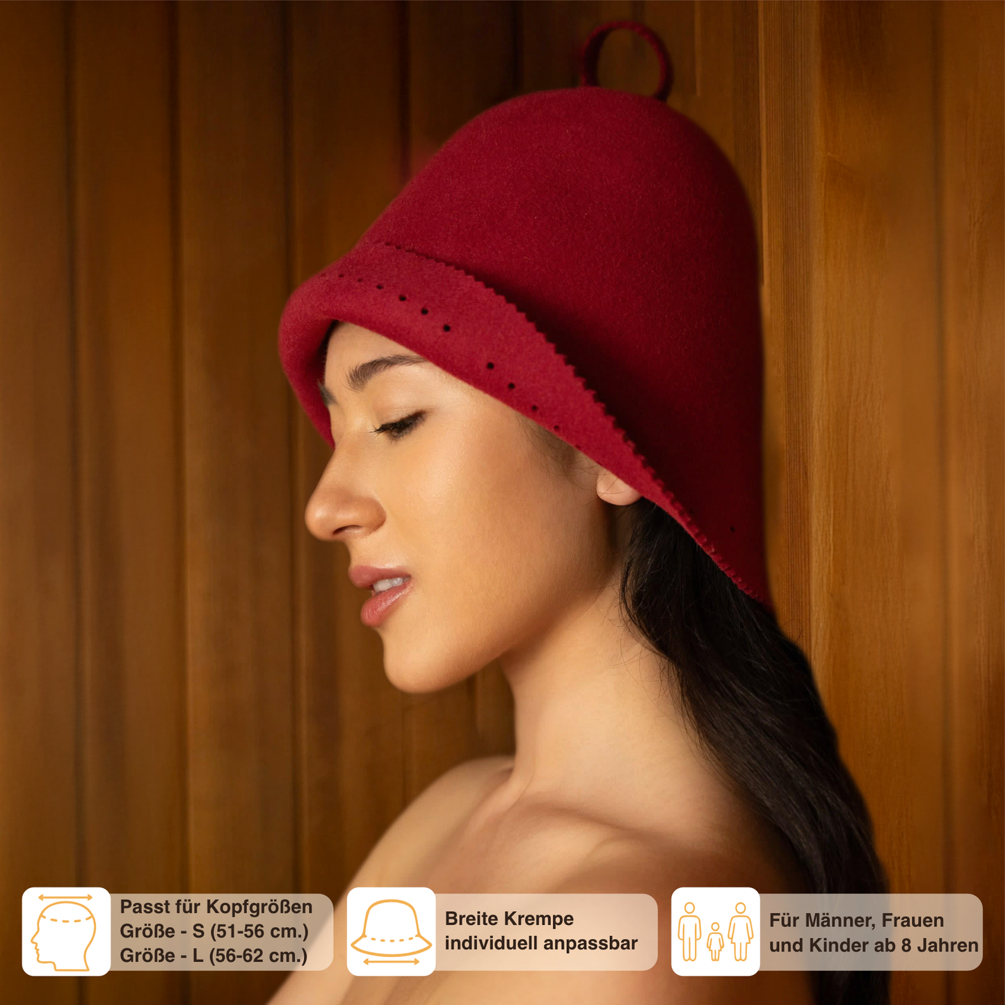 NeSowok® Saunamütze aus 100 % Merinowolle – Nahtlos– 2 Größen – Saunahut für Herren & Damen