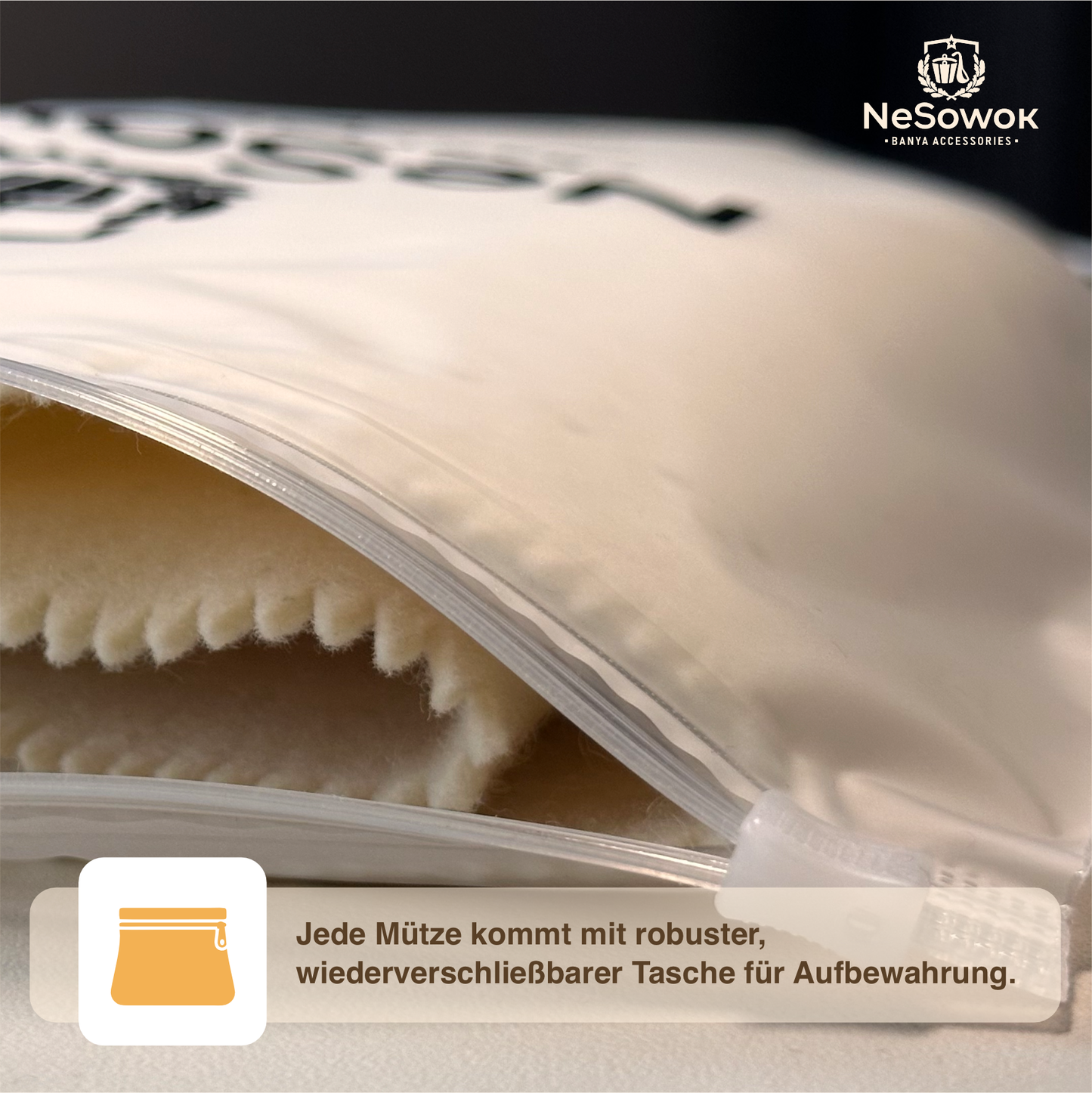 NeSowok® Saunamütze aus 100 % Merinowolle – Nahtlos– 2 Größen – Saunahut für Herren & Damen