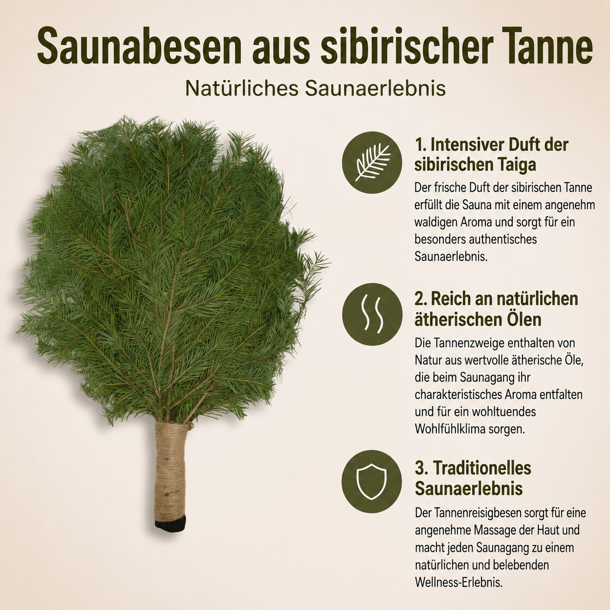 Sibirischer Saunaquast – Weißtanne  extra aromatisch – Duft-Rituale für Sauna & Banya