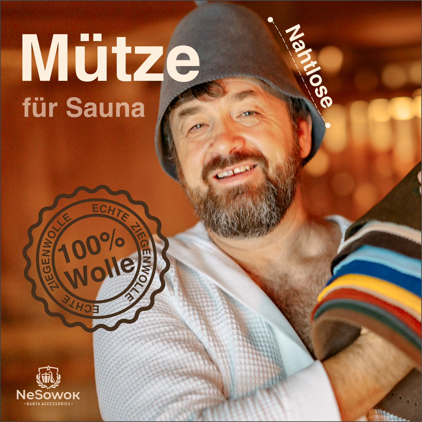 Saunamütze | Saunahut aus Filz | Premium-Qualität | 100% Ziegenwolle,  Altrosa